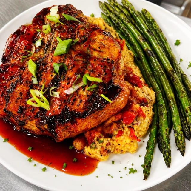 Sticky Ginger Pork Porterhouse.